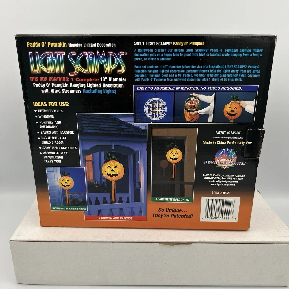 Light Scamps Outdoor Lights Paddy O' Pumpkin‎ Vintage New In Box
